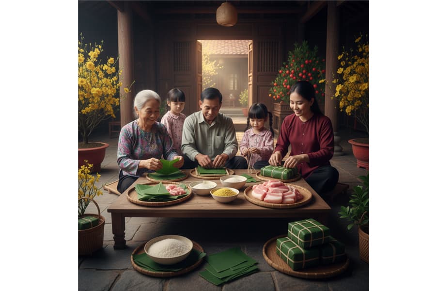 Ảnh: gói bánh chưng ngày tết nguyên đán nét đẹp văn hóa việt